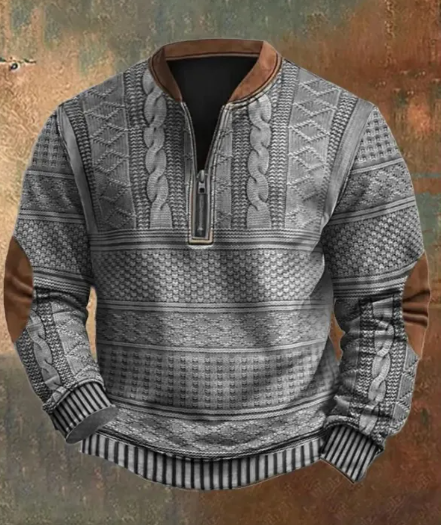 Men's Digital Print Half-Zip Sweater