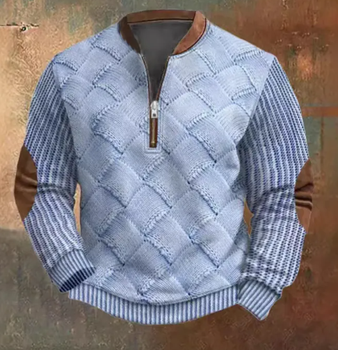 Men's Digital Print Half-Zip Sweater
