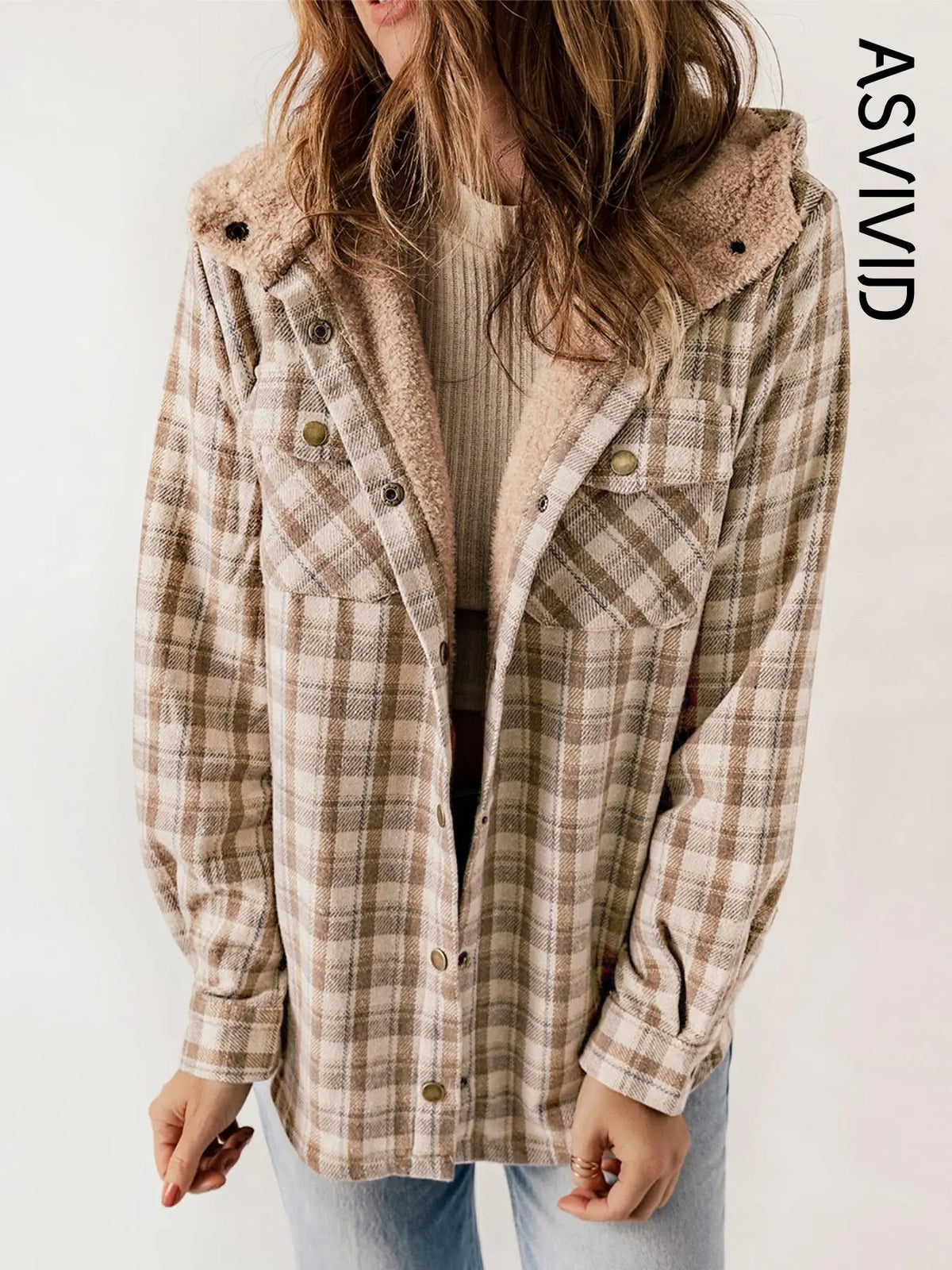 Plaid Hooded Casual Outerwear