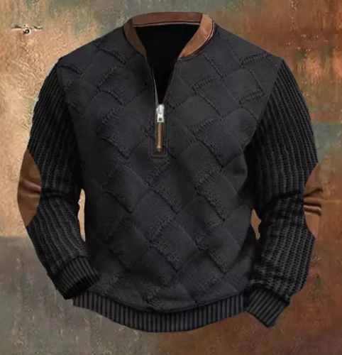 Men's Digital Print Half-Zip Sweater