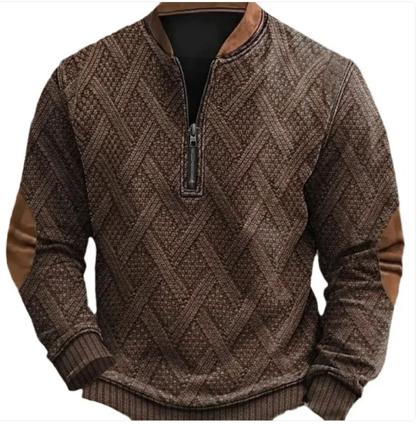 Men's Digital Print Half-Zip Sweater