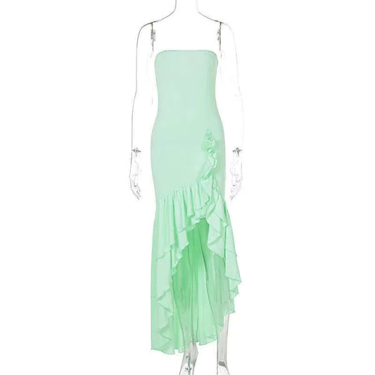 Sultry Elegance Off-Shoulder Maxi – 2024 Summer Ruffle Bodycon Party Dress