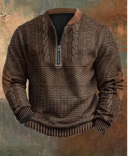 Men's Digital Print Half-Zip Sweater
