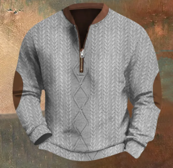 Men's Digital Print Half-Zip Sweater