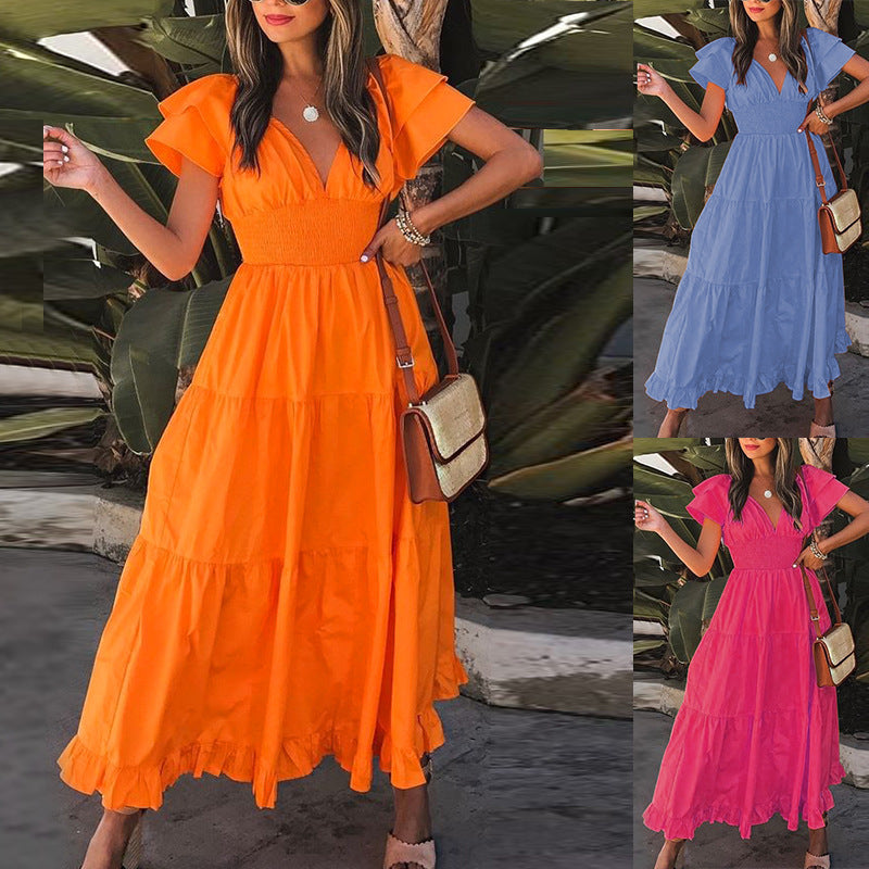 Women's Fashion Short Sleeve Midi Dress