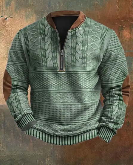 Men's Digital Print Half-Zip Sweater